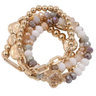 Serene Bracelet Set in pastels with gold-toned accents and faceted beads by Nine Jewelry, stylish and versatile accessory.