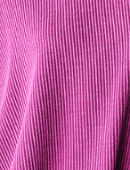 ET7665-14 LONG PUFF SLEEVE SOLID URBAN RIBBED HOODIE TOP in vibrant pink ribbed fabric close-up.