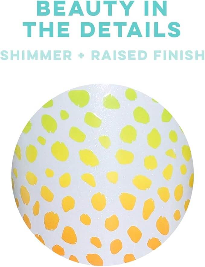 Close-up of the Wild Child tumbler's shimmer and raised finish with playful yellow dot pattern.