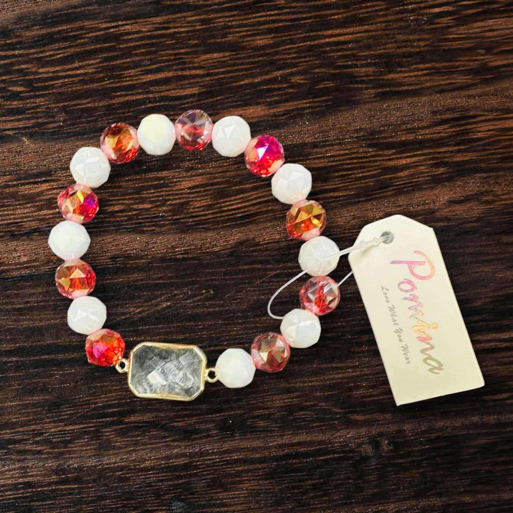 Colorful Level Up Pomina Bracelet with glass gemstone and vibrant beads, perfect for stackable styling.