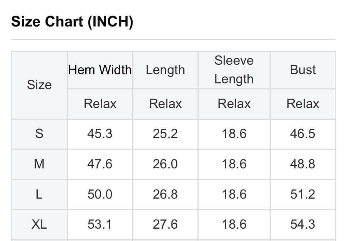 Size chart for SALTWATER TAFFY TOP including measurements for S, M, L, and XL.