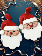 Trendy ST NICK earrings made of polymer clay featuring cheerful Santa Claus design, perfect for holiday style.