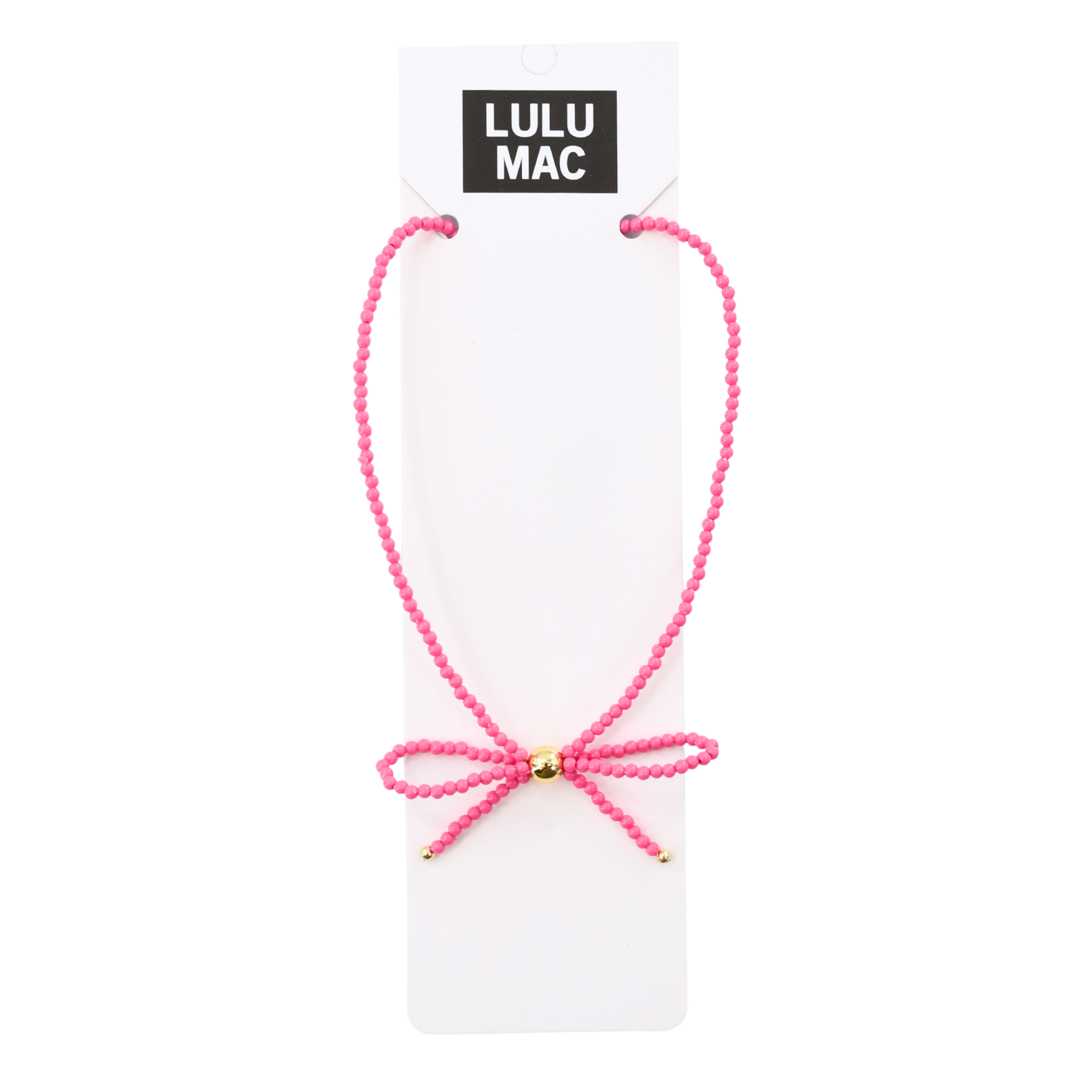 LULU MAC - Love Ties Necklace in hot pink with a bow design, super cute and will go with anything.