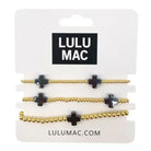 LULU MAC -EBONY GRACE BRACELET SET featuring gold-tone beaded bracelets with cross details.