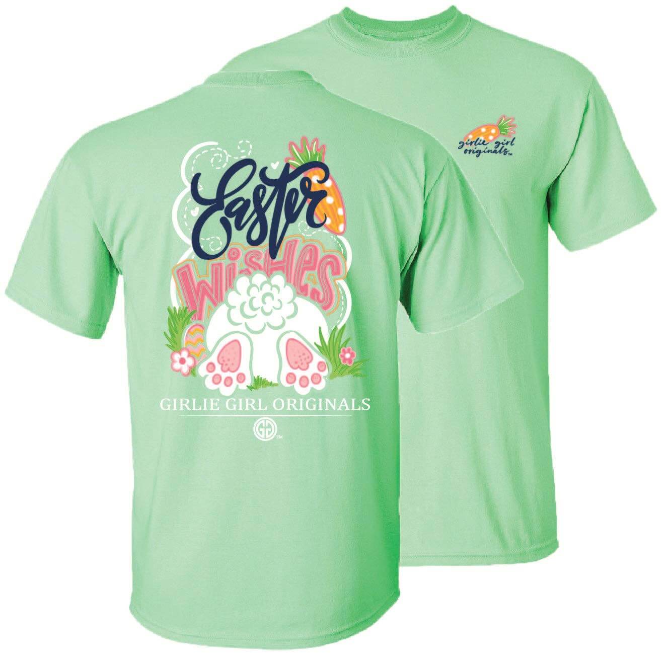 EASTER WISHES TEE - Girlie Girl Orginals in mint green featuring a playful bunny design on the back.