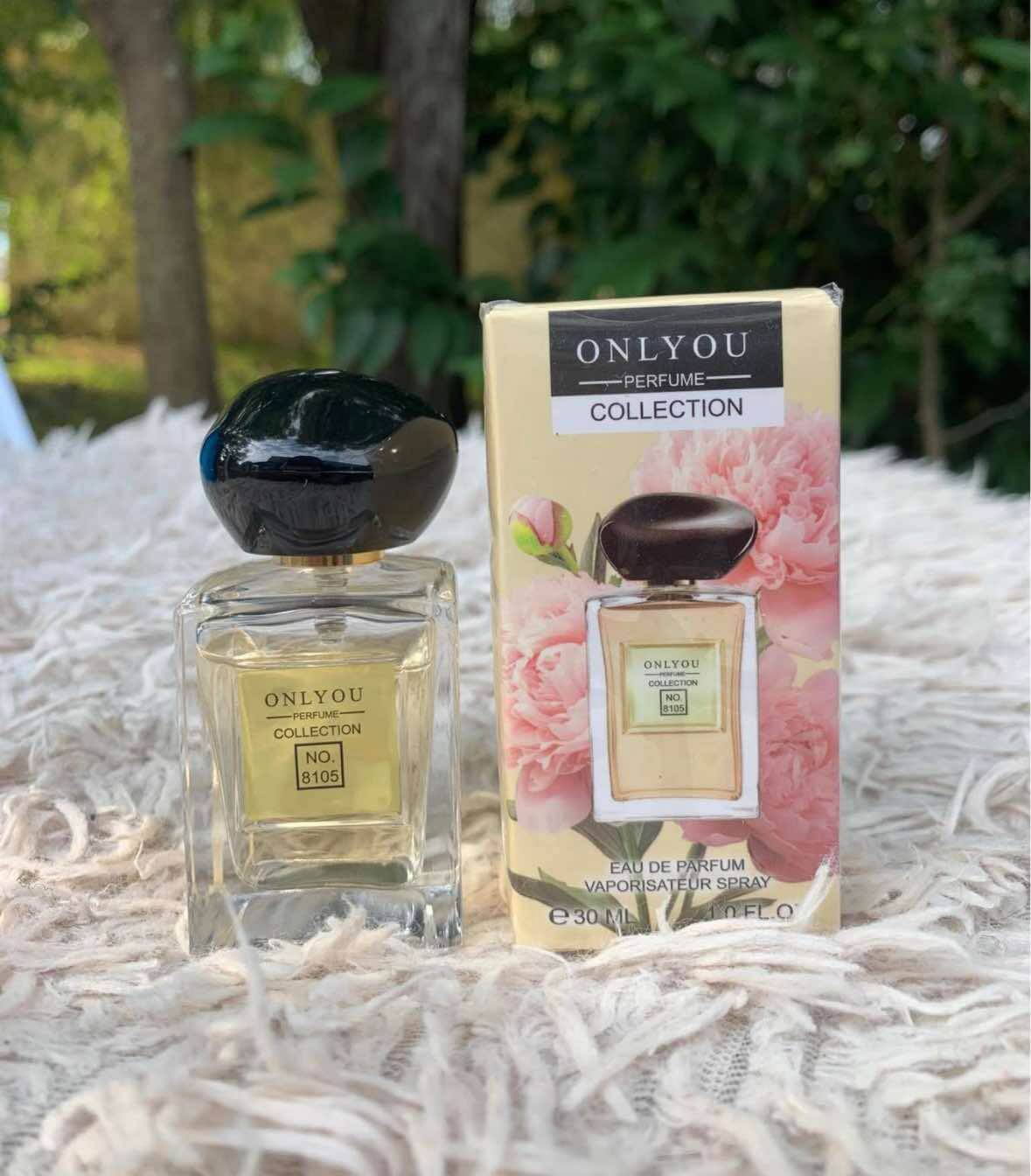 ONLYOU Eau de Parfum No. 8105 in a stylish bottle next to its elegant packaging, showcasing floral elegance.
