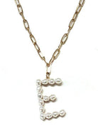 Pearl Essence Monogram Necklace with Freshwater Pearls and Gold-Tone Chain by Avenue Zoe