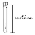 Diagram showing 41" length of a faux alligator skin buckle fashion belt.