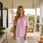 UNSTOPPABLE YOU TOP (pink) featuring a stylish striped pattern, perfect for effortless everyday wear.