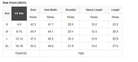 Size chart for SUGAR RUSH apparel, including measurements for S, M, L, and XL. Easy fitting guide.