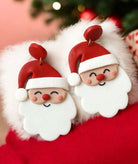 Trendy polymer clay ST Nick earrings featuring Santa Claus design, perfect for holiday fashion.