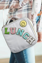 LUNCH Bag by Teal Tiger Boutique $26.00 This LUNCH Bag is perfect for carrying your lunch in style. With its colorful chenille embroidery and square shape, it's both chic and practical. The zipper closure and inside mesh pocket will keep your lunch fresh