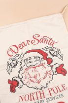 Jumbo Santa bag featuring festive "Dear Santa" design and North Pole delivery services print, perfect for holiday gifts.