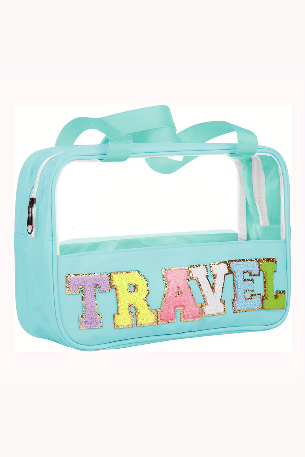 TRAVEL Bag- Teal by Teal Tiger Boutique $16.00 Introducing the TRAVEL Bag, a stylish and practical accessory for all your travel needs. This super cute bag is trimmed in teal and features a Travel Chennille patch, making it the perfect companion for your