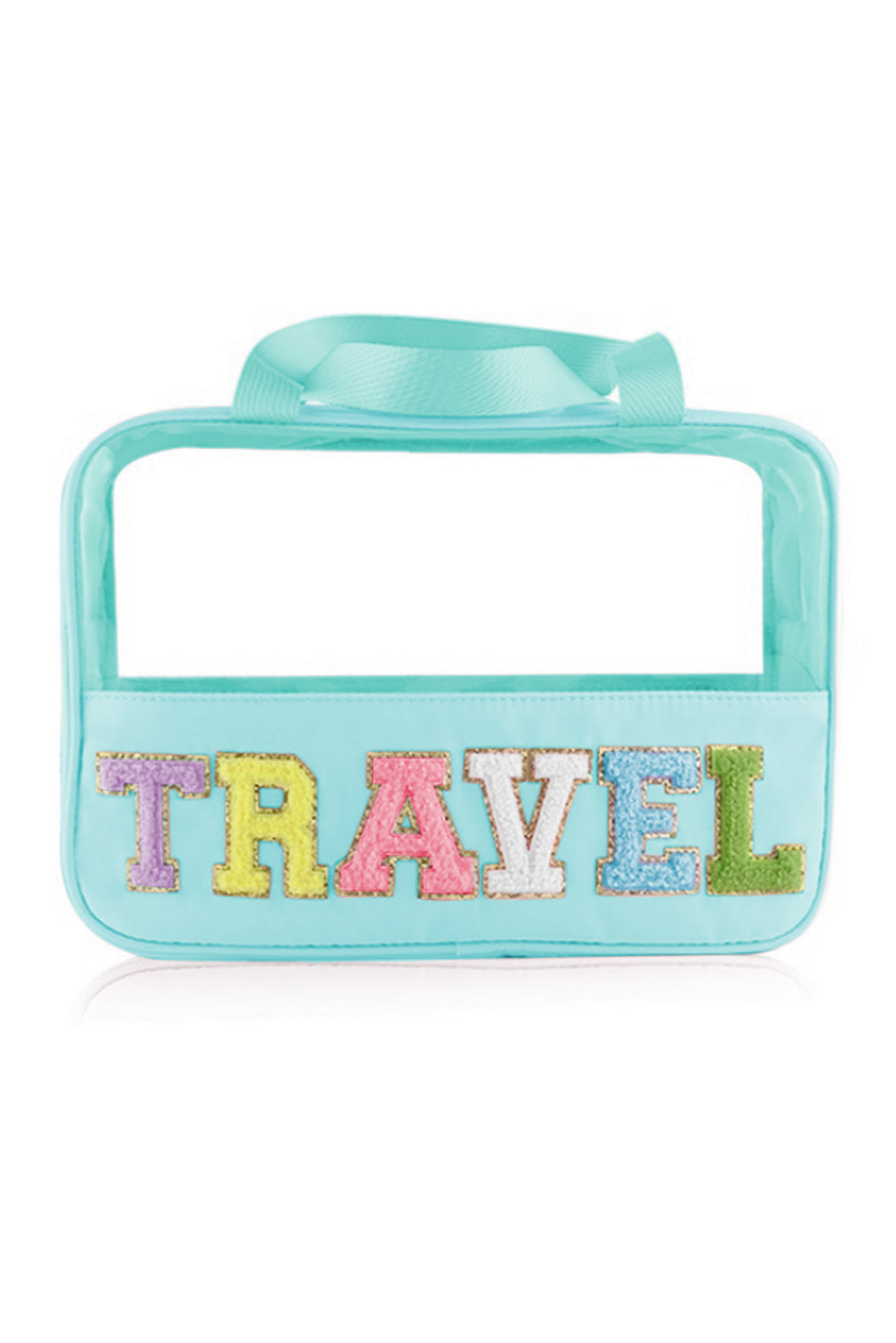 TRAVEL Bag- Teal by Teal Tiger Boutique $16.00 Introducing the TRAVEL Bag, a stylish and practical accessory for all your travel needs. This super cute bag is trimmed in teal and features a Travel Chennille patch, making it the perfect companion for your