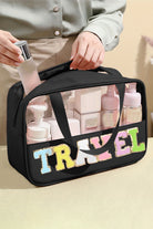 TRAVEL Bag-Black by Teal Tiger Boutique $16.00 Introducing the TRAVEL Bag, a stylish and practical accessory for all your travel needs. This super cute bag is trimmed in black and features a "Travel" on a Chennille patch, making it the perfect companion f