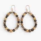 Gold-plated beaded teardrop earrings in earthy tones, perfect for stylish everyday wear.