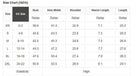 Size chart for Carefree Mode Top in cream, detailing bust, hem width, shoulder, sleeve length, and overall lengths.