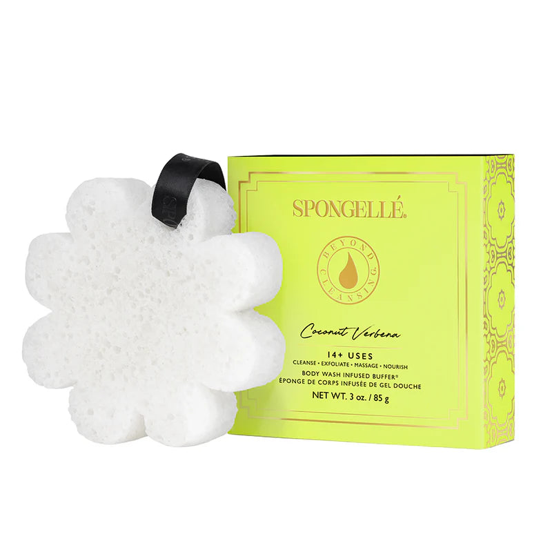 BEYOND CLEANSING COCONUT VERBENA by Spongelle body wash infused buffer with packaging.