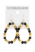 Cherish Beaded Teardrop Earrings in gold and black, featuring a delicate hook design and shimmering bead dangle.