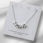 Bubbly Mama Necklace in silver tone with playful 'MAMA' charm, celebrating motherhood and strength.