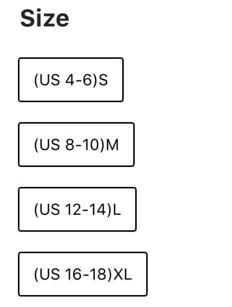 Size chart for Carefree Spirit Dress listing sizes S, M, L, and XL in US measurements.