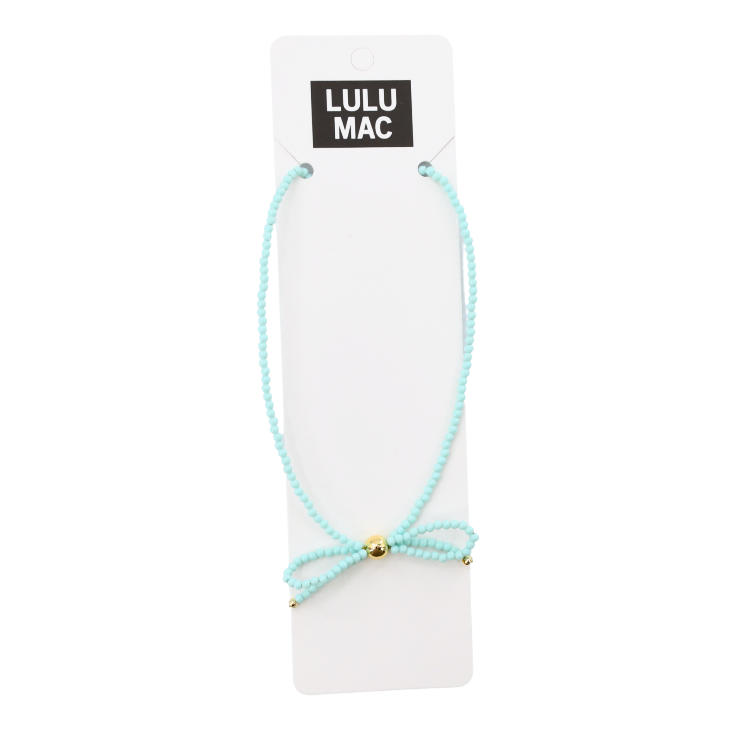 LULU MAC - Love Ties Necklace in Aqua color, super cute and will go with anything, perfect for layering.