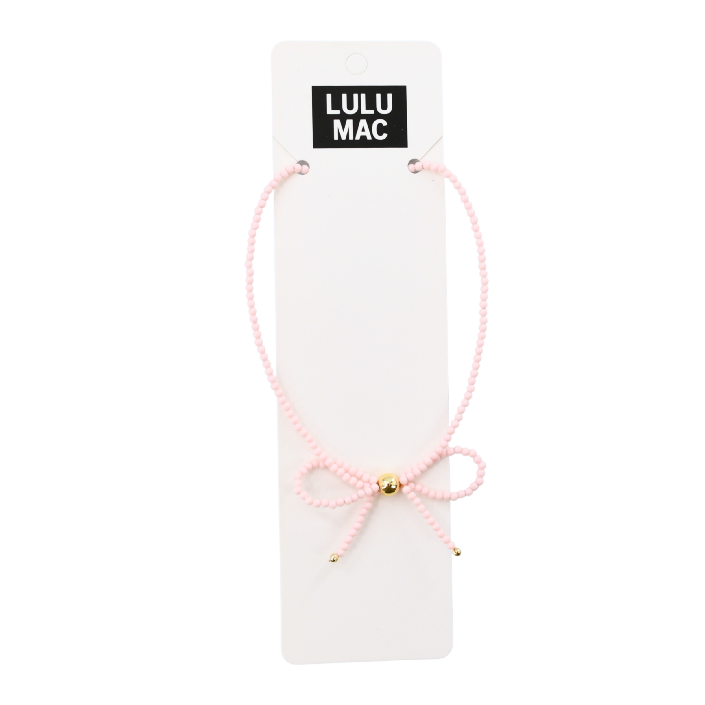LULU MAC - Love Ties Necklace in soft pink with a bow design, super cute and will go with anything.