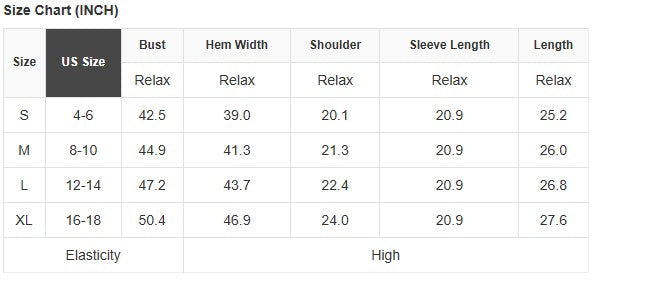 Size chart for SIERRA SKIES SWEATER including US sizes and measurements in inches.