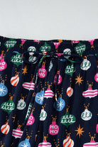 Festive drawstring pajama pants with colorful holiday decorations and cozy wide legs from Vivian-Lu's BLUE CHRISTMAS WITHOUT YOU collection.