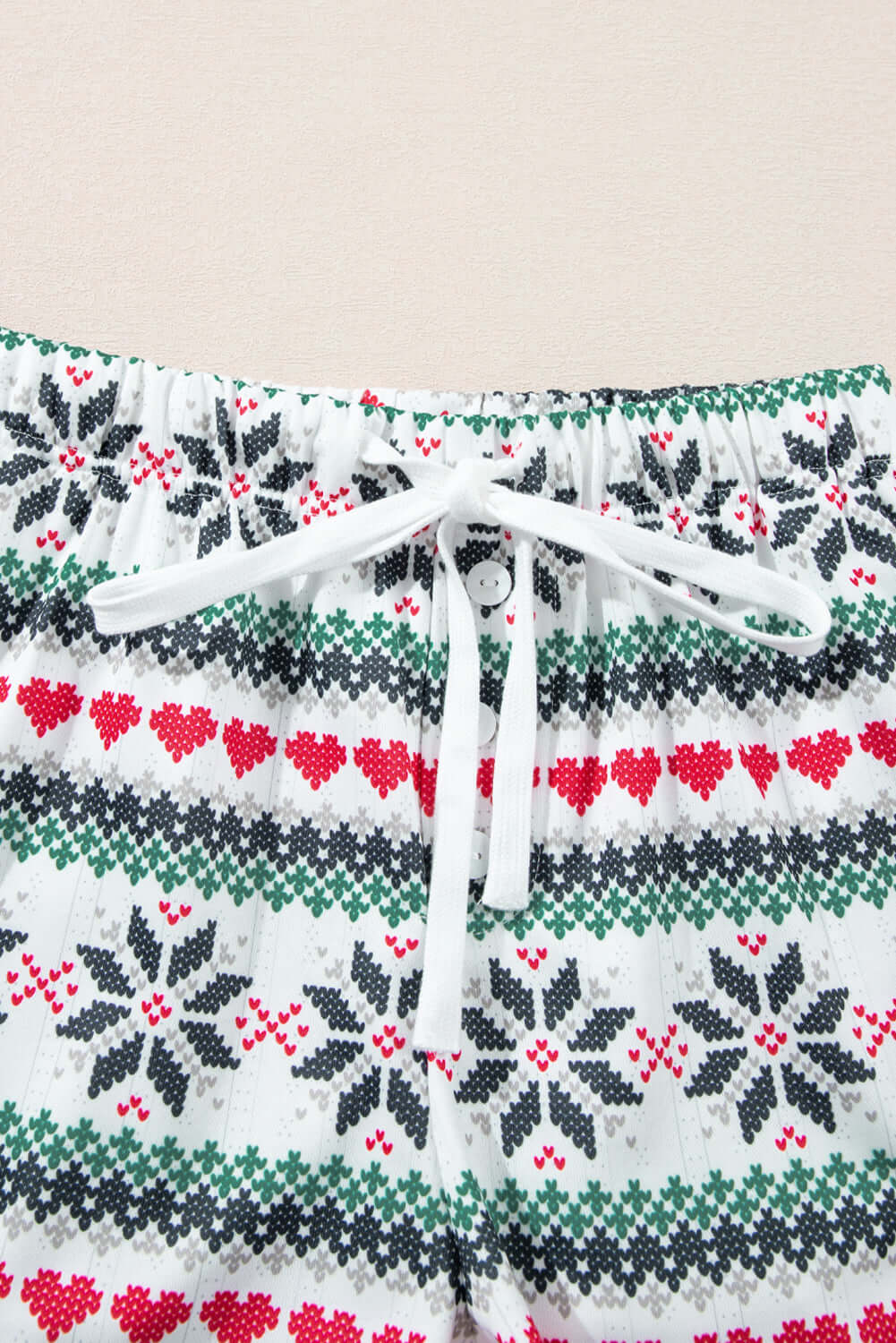 festive snowflake print shorts with drawstring from the Sleigh Girl Sleigh PJ Set by Vivian-Lu