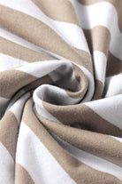 Close-up of soft cotton fabric with beige and white stripes for the INSPIRING JOURNEY top by Vivian-Lu.