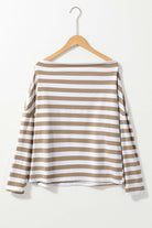 Striped boatneck top by Vivian-Lu, featuring a stylish design and breathable fabric, perfect for versatile outfits.