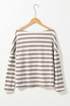 Stylish striped boatneck top by Vivian-Lu, featuring soft breathable fabric, perfect for versatile looks.