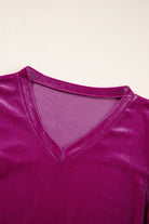 Raspberry Gemtone Top with V-neckline and luxurious velvet fabric