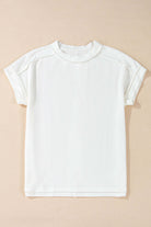 VANILLA VIBE Ribbed Top in warm ivory, showcasing lightweight ribbed knit and relaxed fit for everyday wear.