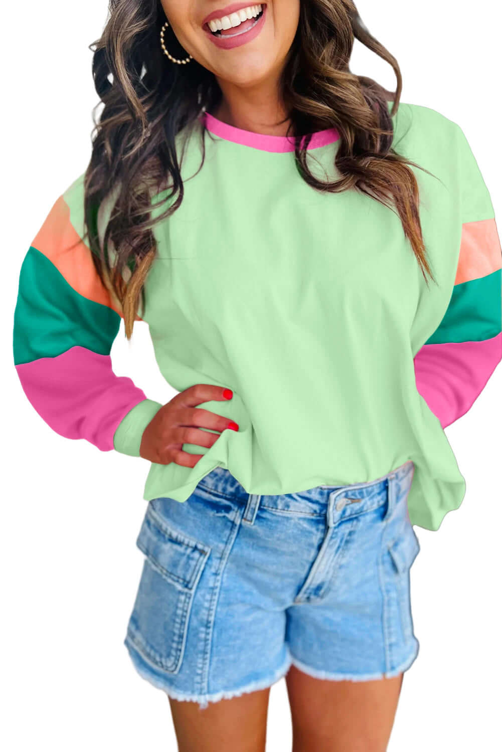 Lime Sorbet Top - Comfort & Style in Trendy Design by Vivian-Lu $26.00 Discover boutique charm with our Lime Sorbet Top. Enjoy effortless comfort and trendy style with a playful color block design and relaxed fit. Teal Tiger Boutique