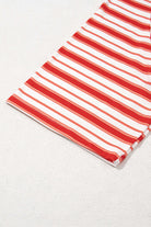 Close-up of Americana Mood Top featuring red and white stripes and a relaxed fit for casual summer style.