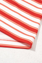 Close-up of the Americana Mood Top showcasing red and white stripes, highlighting vintage charm and relaxed fit.