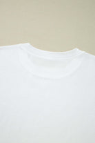 Back view of Laced Logic Top featuring a white round neckline on a textured background.