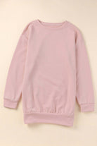 Cozy pink BASHFUL BEAUTY sweatshirt from Vivian-Lu with a loose fit, crew neck, and long sleeves. Perfect for any occasion.