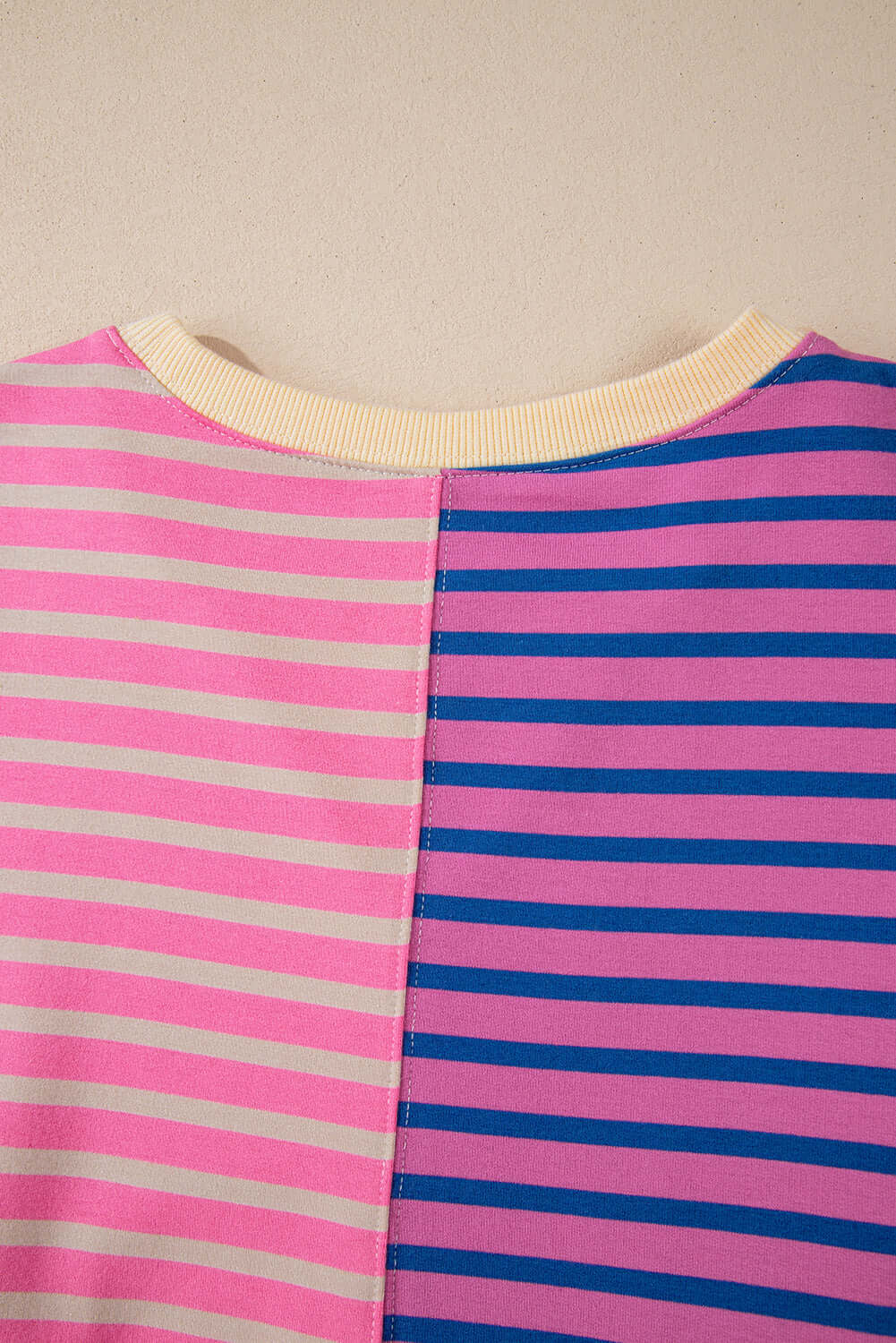 Color block striped sweatshirt featuring a chic crew neck and drop shoulder design for a relaxed fit.