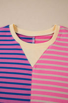 Color block striped sweatshirt featuring a relaxed crew neck and drop shoulder design for ultimate comfort.