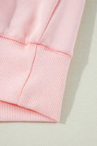 Light pink PUT A BOW ON IT Top by Vivian-Lu with ribbed edges and off white bow embroidery for stylish casual wear