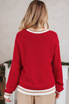 Back view of the MERRY MOMENTS SWEATER showcasing its cozy design and festive red color.