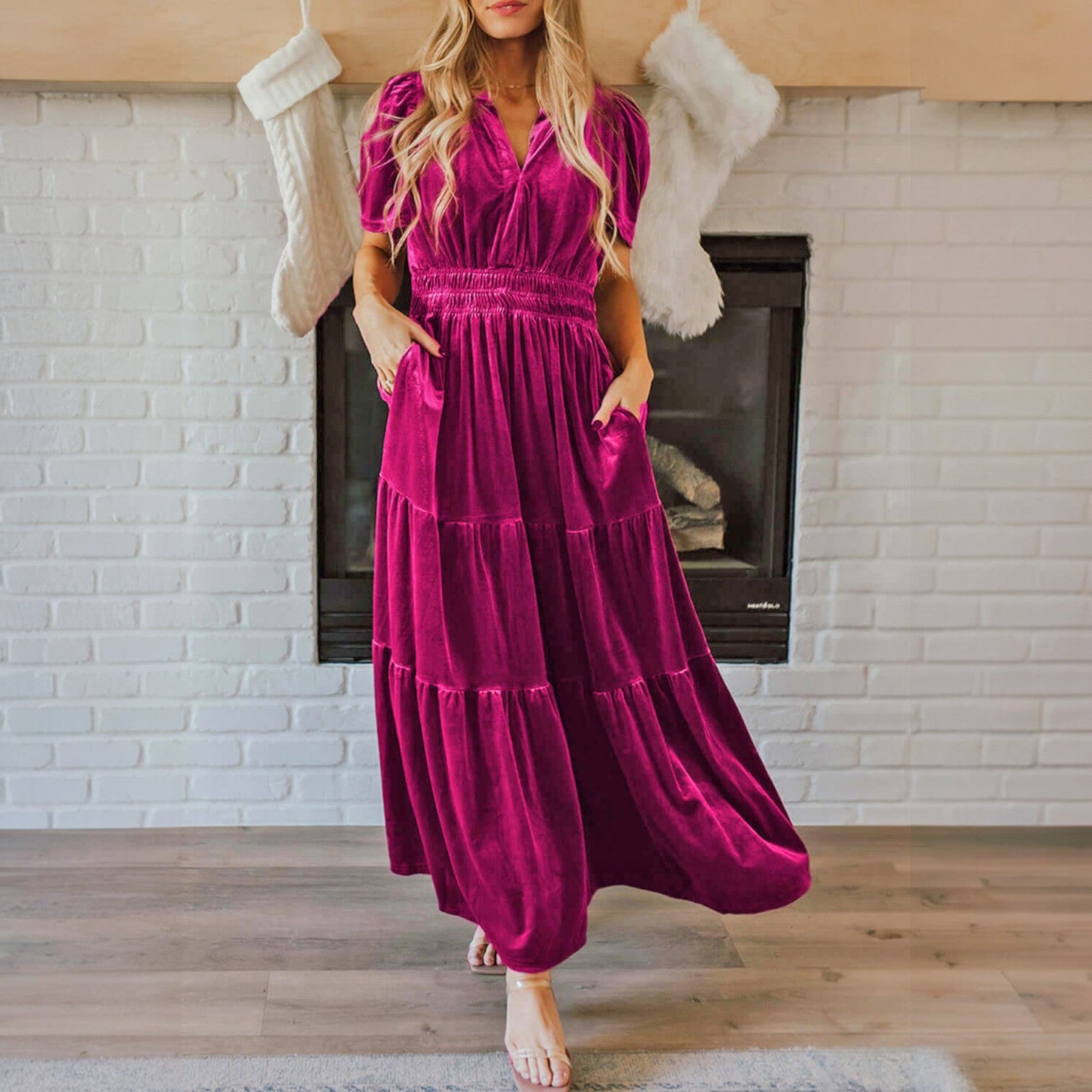 magenta maxi dress VELVET WISHES (magenta)