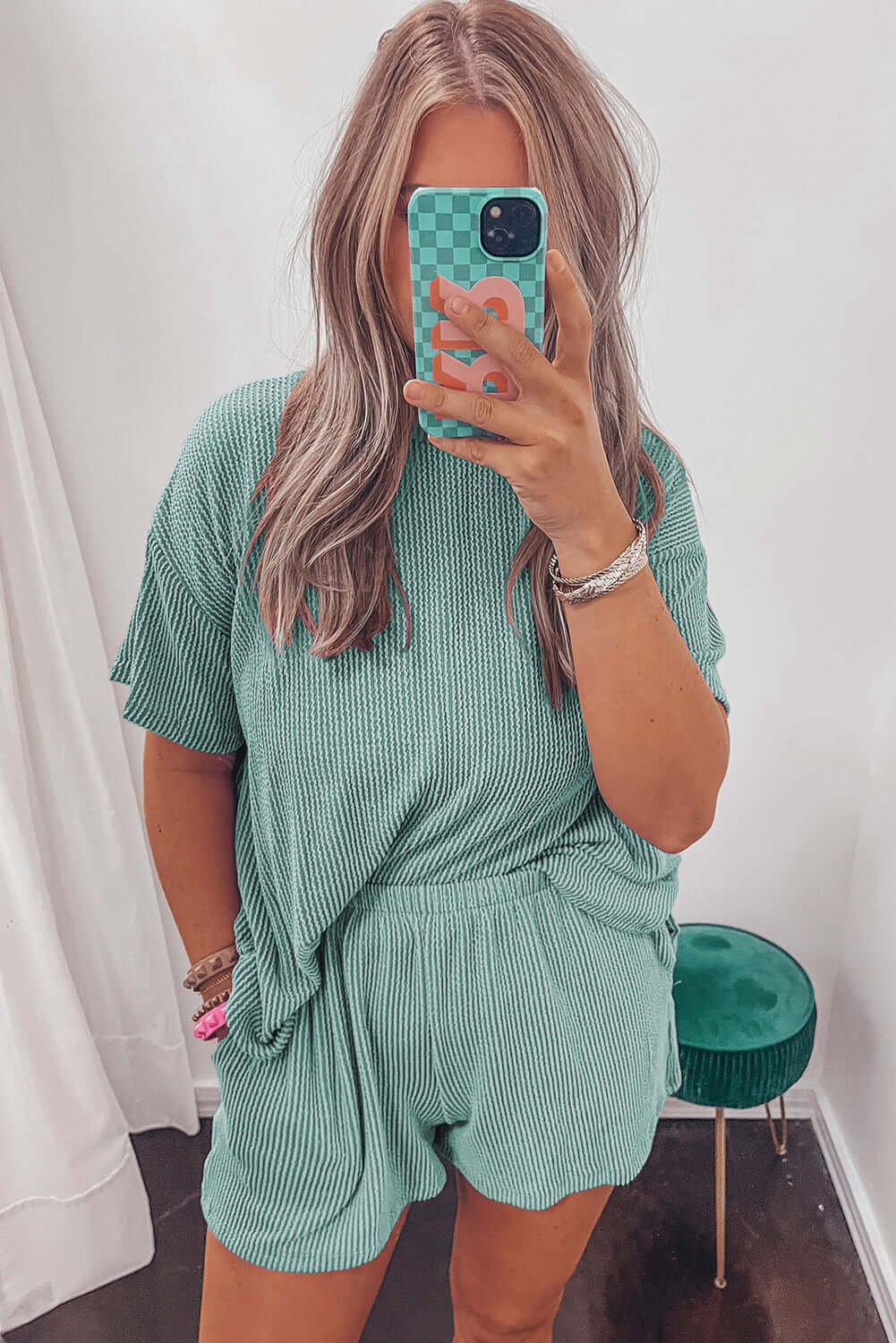 OCEANSIDE SHORTS SET (Aqua) - Comfort & Style by Vivian-Lu $40.00 Discover the trendy Oceanside Shorts Set in Aqua! Crafted with ribbed fabric for ultimate comfort. Shop this boutique must-have now! Teal Tiger Boutique