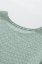 Minty jade green textured fabric of the Fully Jaded Set by Brand Name, showcasing sophisticated lounge wear design.