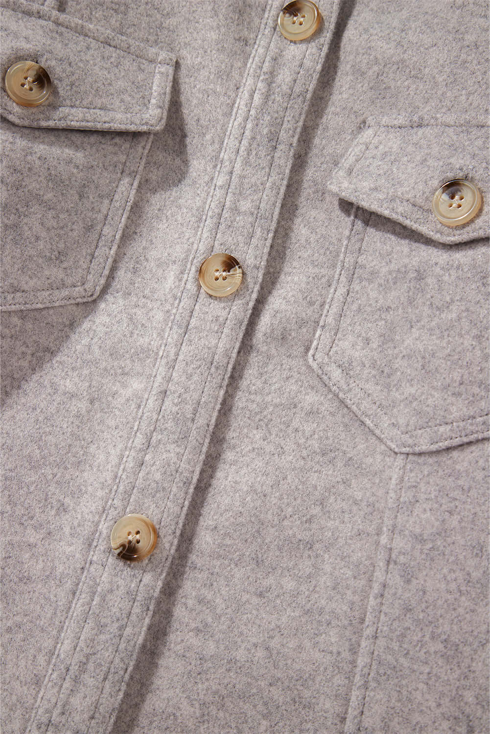 Taupe LOOKING FORWARD Jacket by Vivian-Lu with buttoned front and flap pockets, made from polyester and viscose.