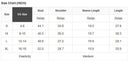 Size chart for MARDI GRAS STAR PULLOVER, including US sizes, bust, shoulder, sleeve length, and overall length.